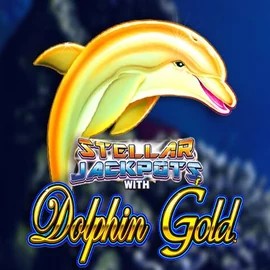 Dolphin Gold with Stellar Jackpots slot logo by Lightning Box Game at Spinjoys Casino
